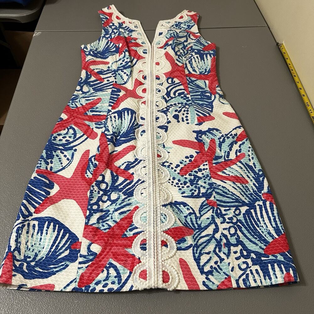 Lily Pulitzer Red And Blue Beach Theme Size 2 Dress